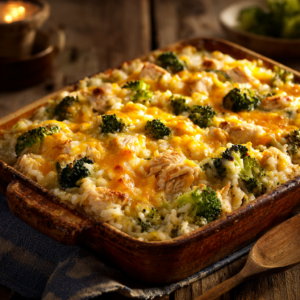 Read more about the article Chicken Broccoli Rice Cheese Casserole – Creamy, Cheesy & Comforting