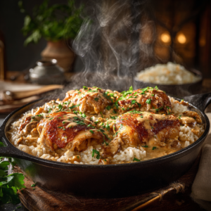 Read more about the article Smothered Chicken and Rice – Creamy, Cozy & Southern Comfort