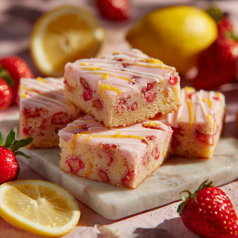 Strawberry Lemon Blondies – Soft, Chewy & Bright Spring Bars