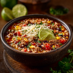 Read more about the article Crockpot Taco Rice Soup – Hearty, Comforting & Easy Slow Cooker Meal