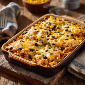 Read more about the article Chicken Burrito Casserole – Easy One-Pan Comfort Dinner with Rice & Cheese