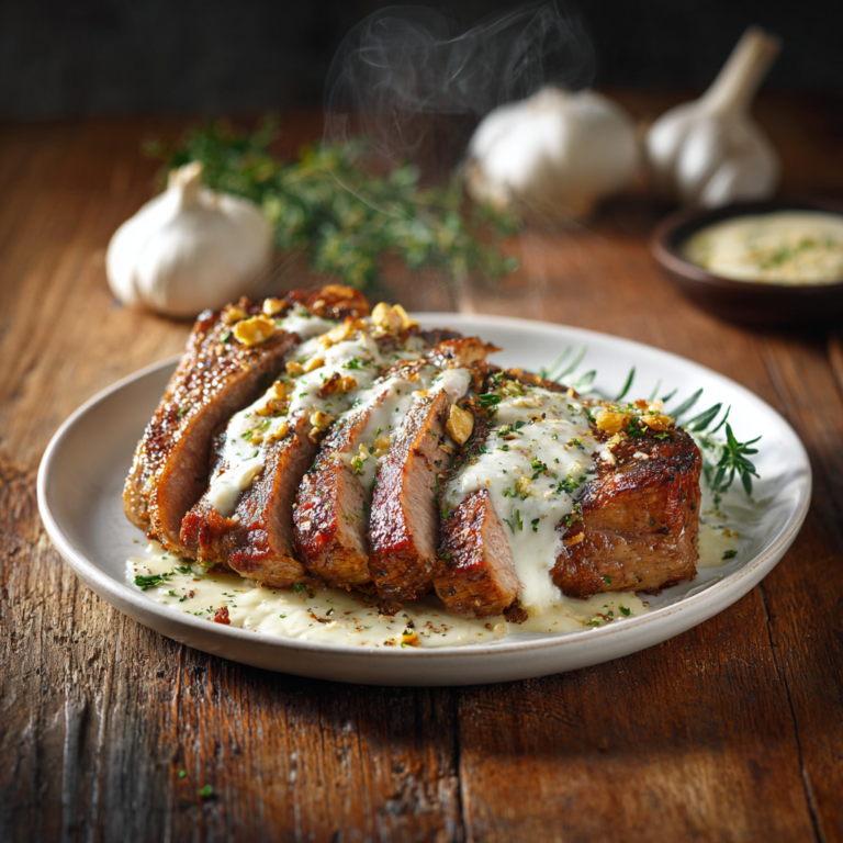 Garlic Butter Steak with Parmesan Cream Sauce – Easy Steak Dinner