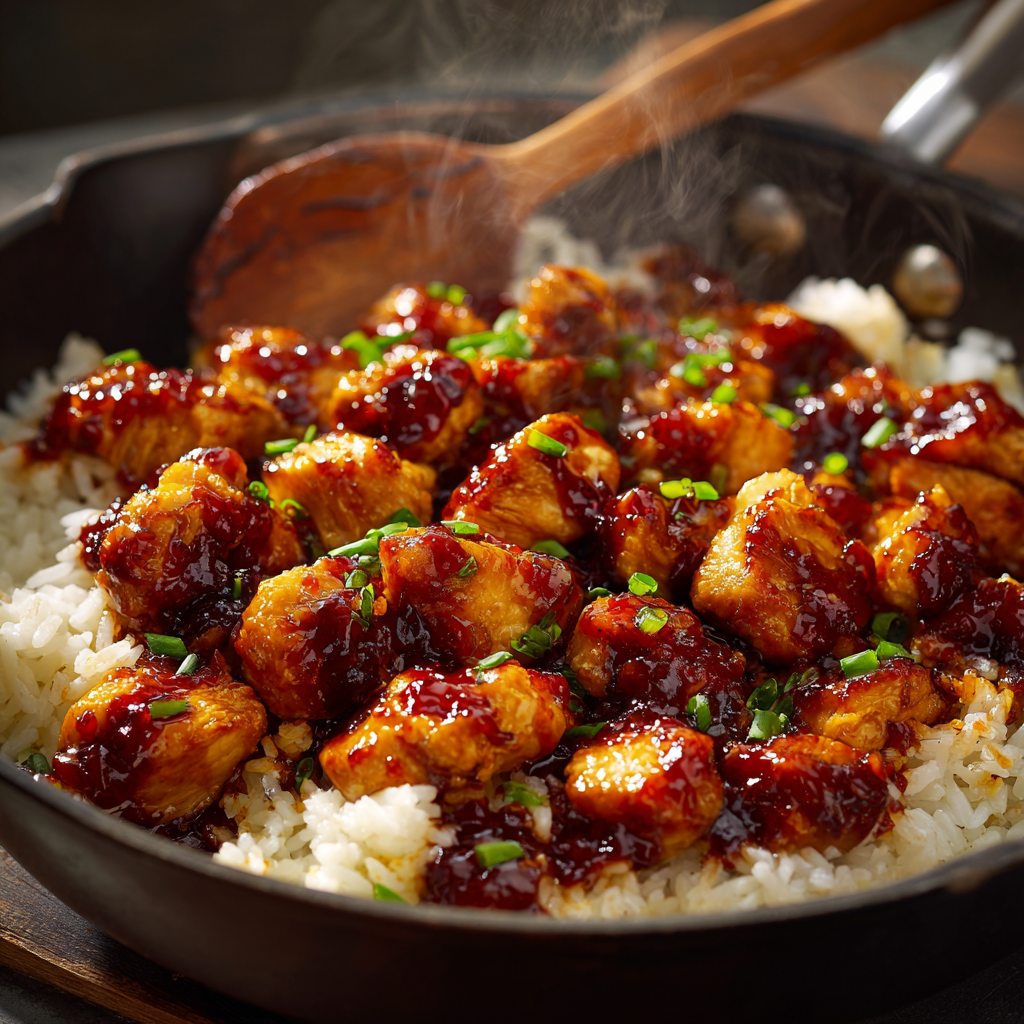 You are currently viewing Sticky Honey BBQ Chicken and Rice Skillet – 30-Minute One-Pan Dinner