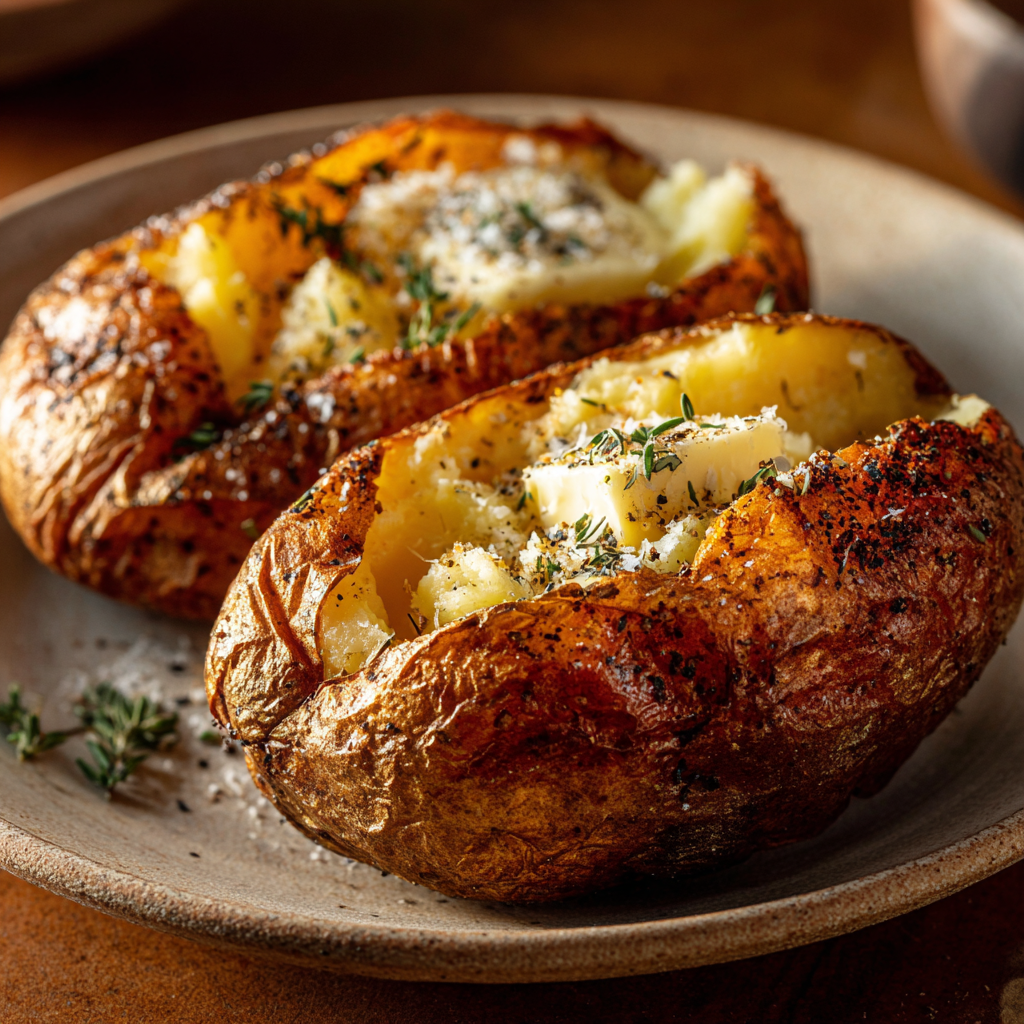 You are currently viewing Air Fryer Baked Potatoes – Crispy Skin & Fluffy Inside